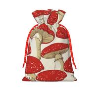 Red White Mushroom Print Drawstring Gift Reusable Bags Party Favors Holiday Birthday Eco-Friendly Pouches
