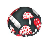 Red White Mushroom Print Lightweight Shower Cap for Women and Men Reusable hat Soft hat and Bath Hair Cap