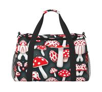 Red White Mushroom print Overnight Bags for Women and Men Shoulder Bag Carry On Bag for Traveling Travel Essentials, Black, One Size
