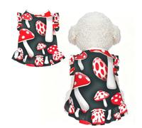 Red White Mushroom Print Pet Breathable T-Shirt Skirt XL