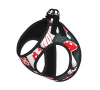 Red White Mushroom Print Pet Leash Vest Reflective Adjustable Soft Mesh Vest Breathable For Daily Walks