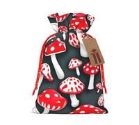 Red White Mushroom Print Reusable Eco-Friendly Gift Drawstring Bag For Party Favors Seasonal Celebrations
