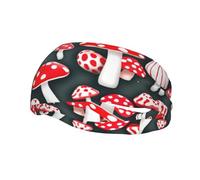 Red White Mushroom Print Sports Sweatband Stretchy Breathable And Moisture Wicking Headband For Running
