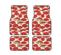 Red White Mushroom Print Vehicle Accessories Foot Mat Set 4 Pieces Floor Mats Protection Vans Sedans Trucks