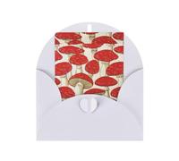Red White Mushroom Print Vertical Greeting Card With Envelope,Greeting Note | Thank You Card For Christmas,Valentine'S Day & Party Invitations