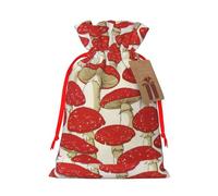 Red White Mushroom Print Xmas Drawstring Wrapping Bags For Xmas Package Storage, Christmas Party Supplies Favors