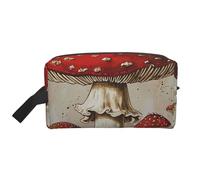 Red White Mushroom Prints Makeup Bags for Women Girls Large Capacity Zipper Cosmetic Bag Travel Toiletry Bag Organizer with Handle