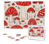 Red White Mushroom Puzzles for Adults 1000 Pieces, Wooden Puzzle Personalized Jigsaw Puzzles from Photos, Challenging Puzzle Art Painting Home Decor Birthday Party Gift (29.5" x 19.7")