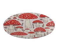 Red White Mushroom Round Rugs Super Absorbent Coral Velvet Area Rug Non Slip Floor Mat Fashion Indoor Circle Carpets Exquisite Floor Carpet for Home Decor Carpet 90 * 90cm