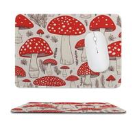 Red White Mushroom Stitched Edge Mouse Pad