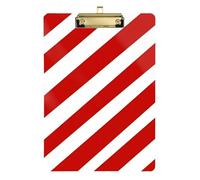 Red-White Oblique Stripes A4 Large clipboard Transparent for Teacher Nursing Gold 9 x 12 in