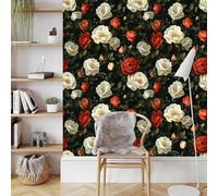 Red White Peony Peel and Stick Wallpaper 0.52×20 m Rose Flower Removable Self Adhesive Contact Paper Thicken Waterproof Matte Wall Paper for Living Room Bedroom Wall Furniture Decorate