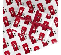 Red White Personalised Football Shirt Wrapping Paper Custom Birthday Gift Wrap - For Him Mens Dad Father's Day Christmas Boys Kids Adult - Any Name & Number - Large Roll (50cm x 3.6m)