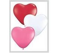 Red, White & Pink Love Assorted 6" Latex Hearts Qualatex Balloons x 25