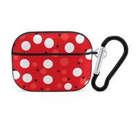 Red White Polka Dot AirPods Pro Case Cover with Keychain Ring PC Hard Shell Protective Case for AirPods Pro 2nd for Women Men Generation Easy Open Full Drop Protection Cover Black-Style