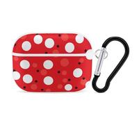 Red White Polka Dot AirPods Pro Case Cover with Keychain Ring PC Hard Shell Protective Case for AirPods Pro 2nd for Women Men Generation Easy Open Full Drop Protection Cover White-Style