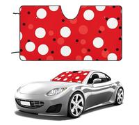 Red White Polka Dot Car Windshield Sun Shade Keep Car Interior Cool 51"x28" Folding Front Window Sun Shade, Heat Shield for SUV, Truck, Blocks UV