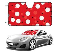 Red White Polka Dot Car Windshield Sun Shade Keep Car Interior Cool 55"x30" Folding Front Window Sun Shade, Heat Shield for SUV, Truck, Blocks UV
