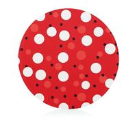 Red White Polka Dot Cutting Board, Round Tempered Glass Chopping Block Unique Kitchen Cutting Boards for Pizza, Vegetables, Fruits, Cheese And Charcuterie