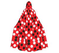 Red White Polka Dot Hooded Cloak Long Cape Grim Reaper Vampire Witch Carnival Halloween Wizard Costume 58inch