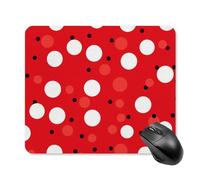 Red White Polka Dot Mouse Pad Square Laptop Mouse Mat Cute Computer Mousepad Keyboard Pad Non-Slip Desk Pads for Gaming Office Work Home 25 * 30cm