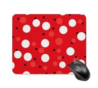 Red White Polka Dot Mouse Pad Square Laptop Mouse Mat Cute Computer Mousepad Keyboard Pad Non-Slip Desk Pads for Gaming Office Work Home 20 * 25cm