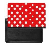 Red White Polka Dot Passport Holder with 3 Card Slots, Portable PU Leather Travel Wallet, Slim Protective Cover for Passport, ID, Credit Cards