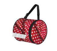 Red White Polka Dot Print Cylinder Bathroom Tissue Holder With Buckle Strap, Portable Paper Case For Road Trips