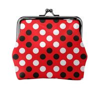 Red White Polka Dot Print Fashion Ms Leather Pouch Portable Wallet Kiss-Lock Money Bag Cute Clutch Fo Women