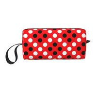 red White Polka dot Print Foam Padded Cosmetic Case Simple Organizer Pouch Lightweight Travel Bag for Space Saving