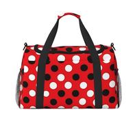red White Polka dot Print Foldable Carry On Tote Large Capacity Hand Carry Bag for Airplane Weekend Getaways