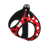Red White Polka Dot Print Reflective Pet Leash Vest For Small Dogs & Cats, Adjustable Outdoor Walking Hiking Vest