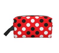Red White Polka Dot Print Toiletry Bag for Women Make Up Cosmetic Bag Jewelry Organizer Kit Storage Case Travel Accessories Essential Toiletries Purse Pouch