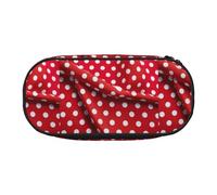red White Polka dot Print Unisex Pencil Case Pouch - Compact Design for Pencils, Small Items - Double-Headed Zipper