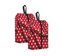 Red White Polka Dot Print Waterproof Shoe Bag Travel Bag with Carry Strap Storage Bag Versatile Cosmetic Bag-2pcs