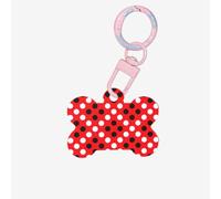 Red White Polka Dot Printing 1 Pc Dog Bone Shape Id Tags Double Sided with Key Ring Craft for Pets