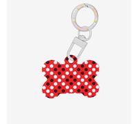 Red White Polka Dot Printing 1 Pc Dog Bone Shape Id Tags Double Sided with Key Ring Craft for Pets