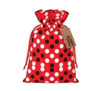 Red White Polka Dot Printing Cute Christmas Bag Drawstring Design 4.7x6.9 Inch For Christmas Party Birthday Gift Packaging
