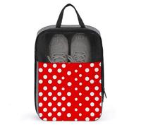 Red White Polka Dot Shoe Bag Waterproof & Breathable Shoe Pouch for Travel, Portable Carry Case for Sports Sneakers, Gym, Vacation
