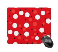 Red White Polka Dot Square Mouse Pad Portable Computer Mousepad with Non-Slip Rubber Base 18 * 22cm Ultra-Thin Gaming Mouse Mat for Computer Laptop Office Desk Accessories