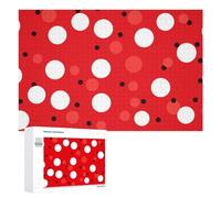 Red White Polka Dot Wooden Puzzles for Adults 1000 PCS Unique Shape Puzzles Wall Art Home Decor for Puzzle Lovers, Family, Friend Creative Gift Toys