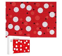 Red White Polka Dot Wooden Puzzles for Adults 300 PCS Unique Shape Puzzles Wall Art Home Decor for Puzzle Lovers, Family, Friend Creative Gift Toys