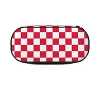 Red White Print Pencil Pouch for Kids Fun Pencil Case Pouch for Girls Large Pen Case with Zipper, Portable Pencil Bag Holder for School Sudent Teacher Stationery
