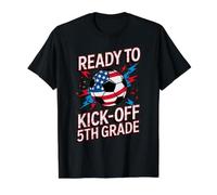 Red White Ready to KICK Off 5TH Grade Soccer First Day US Value Graphic T-Shirt, Men, Black, S