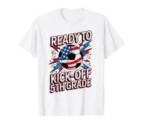 Red White Ready to KICK Off 5TH Grade Soccer First Day US Value Graphic T-Shirt, Men, White, L