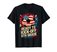 Red White Ready to KICK Off 9TH Grade Soccer First Day US Value Graphic T-Shirt, Men, Black, XL