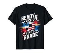 Red White Ready to KICK-Off First Grade Crush Soccer Value Graphic T-Shirt, Men, Black, S