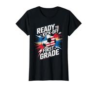 Red White Ready to KICK-Off First Grade Crush Soccer Value Graphic T-Shirt, Women, Black, XL
