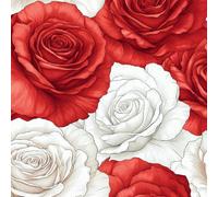 Red White Rose Peel and Stick Wallpaper 0.4×10 m Removable Self Adhesive Plants Flower Contact Paper Sticky Back Thicken Waterproof Matte Wall Paper for Living Room Bedroom Furniture Decorate