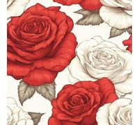 Red White Rose Peel and Stick Wallpaper 0.4×20 m Removable Self Adhesive Plants Flower Contact Paper Sticky Back Thicken Waterproof Matte Wall Paper for Living Room Bedroom Furniture Decorate